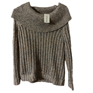 Chicos Sweater Gold Brown SIlver 1 Medium NWT Open Weave